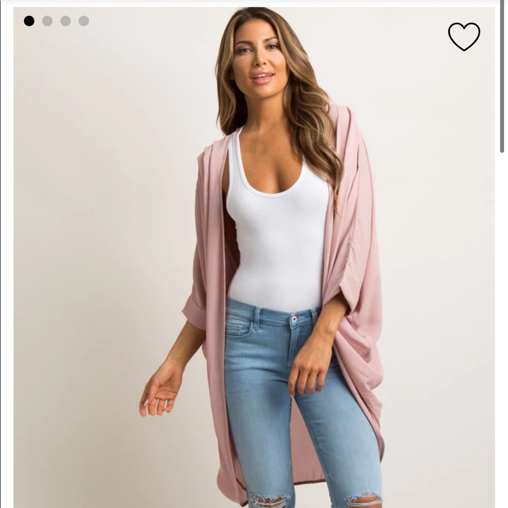 PinkBlush Pink Chiffon Draped Dolman Sleeve Cover Up